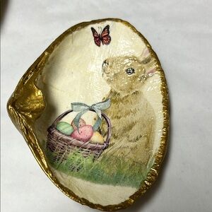 Handmade Decoupage Easter Trinket Dish Shell